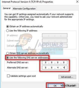 फिक्स:विंडोज डिवाइस या संसाधन (प्राथमिक DNS सर्वर) के साथ संचार नहीं कर सकता 