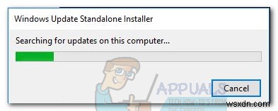फिक्स:विंडोज अपडेट स्टैंडअलोन इंस्टालर अपडेट के लिए खोज पर अटक गया 