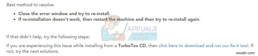 फिक्स:TurboTax त्रुटि कोड 65535  अप्रत्याशित त्रुटि  