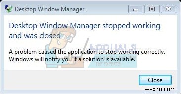 फिक्स:डेस्कटॉप विंडो मैनेजर ने काम करना बंद कर दिया और बंद कर दिया गया 