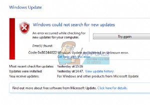 फिक्स:विंडोज अपडेट एरर कोड 0x80244022 