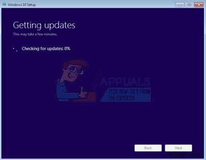 फिक्स:विंडोज 10 सेटअप अपडेट के लिए जाँच में अटका हुआ है 