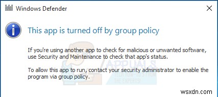 Windows Defender त्रुटि को कैसे ठीक करें  यह ऐप समूह नीति द्वारा बंद है 