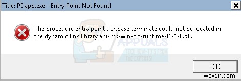कैसे ठीक करें प्रक्रिया प्रविष्टि बिंदु ucrtbase.terminate गायब है या उसका पता नहीं लगाया जा सकता है