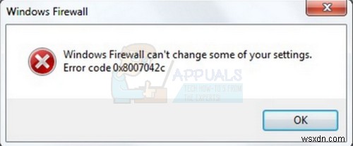 FIX:Windows फ़ायरवॉल त्रुटि 0x8007042c