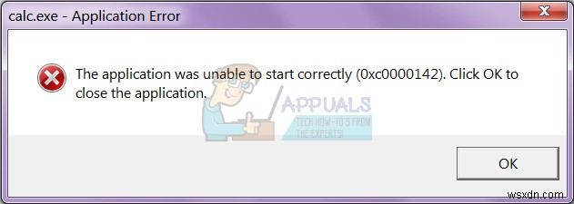 फिक्स:एप्लिकेशन सही ढंग से प्रारंभ करने में असमर्थ था (0xc0000142) 