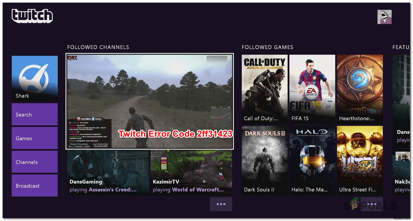 [FIX] Xbox One पर ट्विच एरर कोड 2FF31423