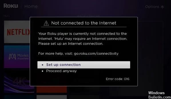 016 त्रुटि दिखा रहा Roku ठीक करें - इंटरनेट से कनेक्ट नहीं होगा?