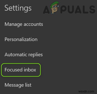 आउटलुक (WEB) में फोकस्ड इनबॉक्स को सक्षम या अक्षम करें 
