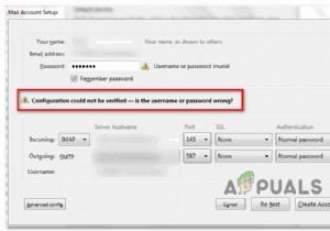 [FIX] थंडरबर्ड कॉन्फ़िगरेशन सत्यापित नहीं किया जा सका