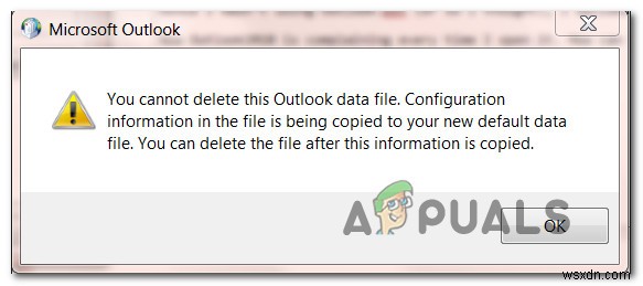 फिक्स:आप इस आउटलुक डेटा फ़ाइल को हटा नहीं सकते 