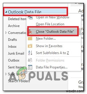 फिक्स:आप इस आउटलुक डेटा फ़ाइल को हटा नहीं सकते 