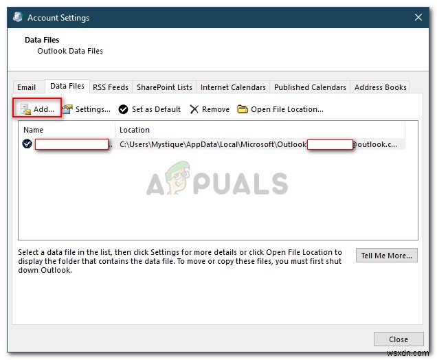 फिक्स:Outlook.pst नहीं मिल सका 