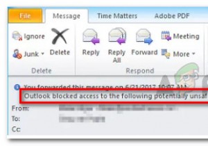फिक्स:आउटलुक ने निम्नलिखित संभावित रूप से असुरक्षित अनुलग्नकों तक पहुंच को अवरुद्ध कर दिया 
