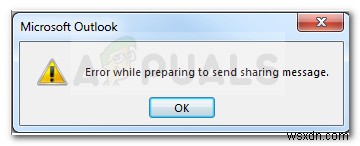 साझाकरण संदेश भेजने की तैयारी करते समय आउटलुक त्रुटि को कैसे ठीक करें
