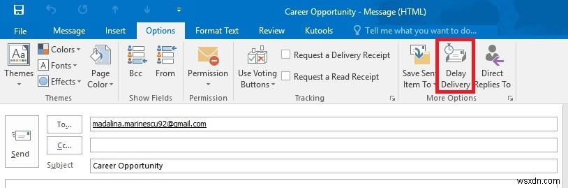 आउटलुक में ईमेल संदेश भेजने में देरी या शेड्यूल कैसे करें