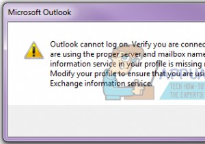 फिक्स:आउटलुक लॉग ऑन नहीं कर सकता। सत्यापित करें कि आप नेटवर्क से जुड़े हैं और उचित सर्वर और मेलबॉक्स नाम का उपयोग कर रहे हैं 