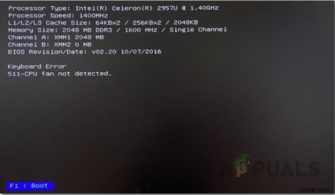 बूट के दौरान त्रुटि  511 सीपीयू फैन का पता नहीं चला  को कैसे ठीक करें? 
