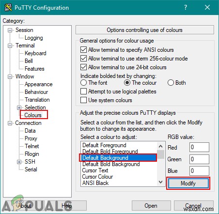 PuTTy को अनुकूलित करें:PuTTy में पृष्ठभूमि और फ़ॉन्ट रंग बदलें 