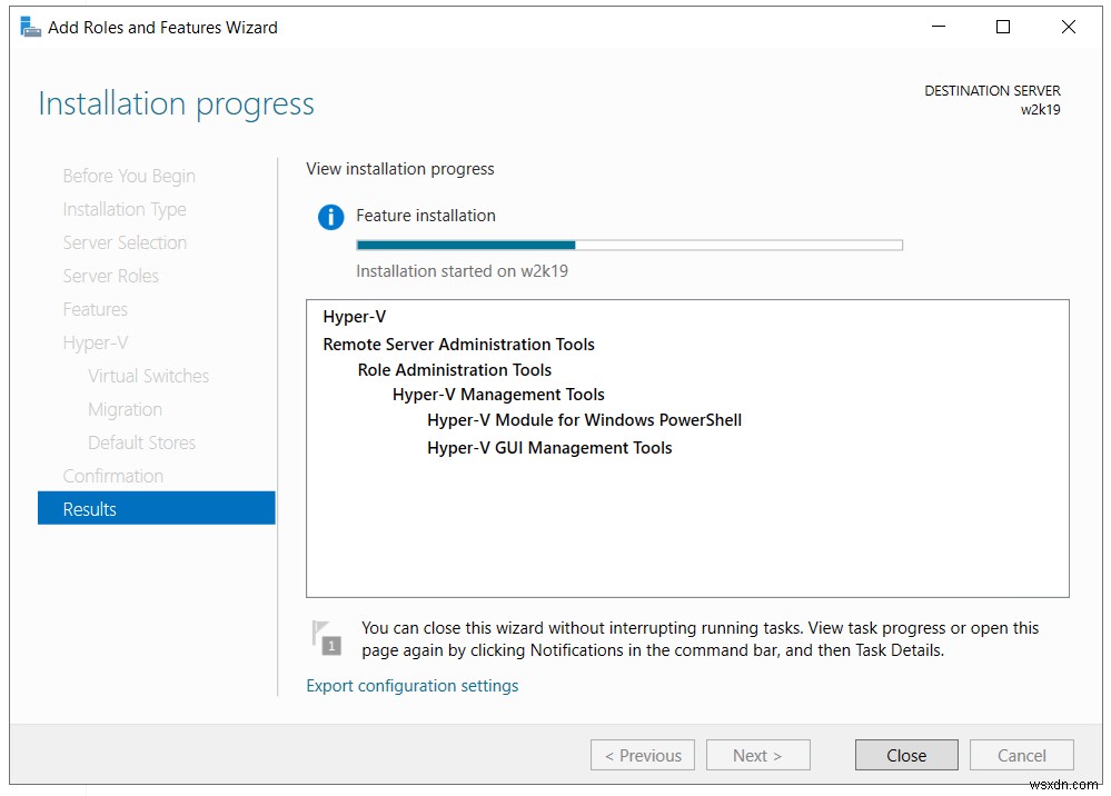 Windows Server 2019 में Hyper-V रोल इंस्टाल करें