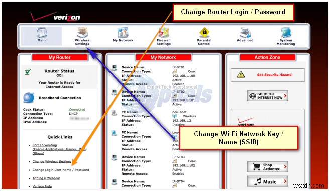 Verizon FIOS राउटर का एडमिन पासवर्ड कैसे बदलें 