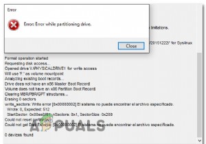 Rufus में  ड्राइव को विभाजित करते समय त्रुटि  को कैसे ठीक करें 