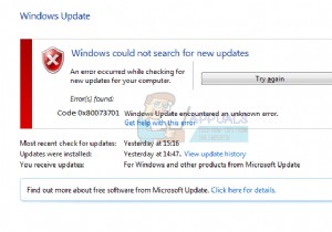 फिक्स:विंडोज अपडेट एरर कोड 0x80073701