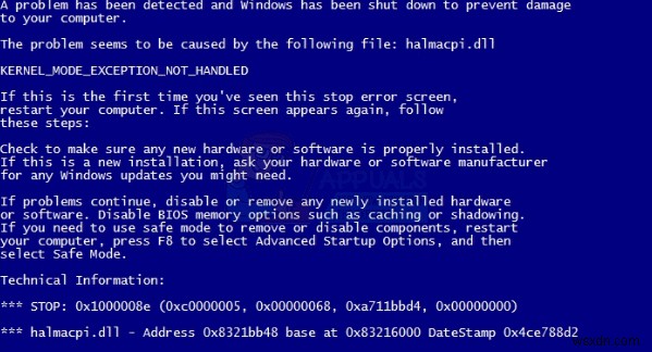 फिक्स:विंडोज 7 ब्लू स्क्रीन एरर halmacpi.dll, ntkrnlpa.exe, tcp.sys 