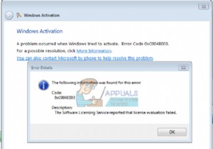 फिक्स:विंडोज 7 एक्टिवेशन एरर कोड 0xc004e003 