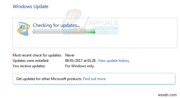 ठीक करें:Windows 7 अपडेट की जांच में अटका हुआ है