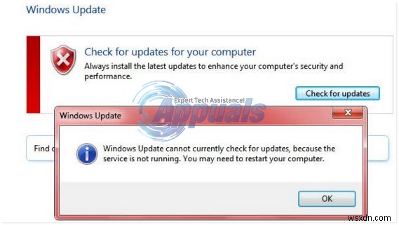 फिक्स:विंडोज 7 वर्तमान में अपडेट की जांच नहीं कर सकता 