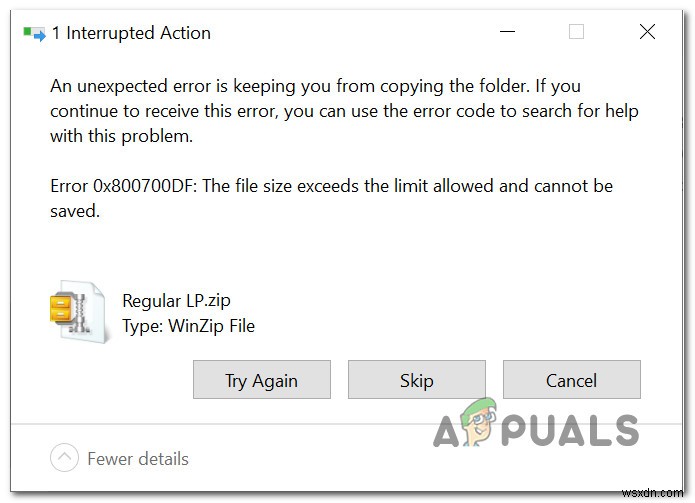 Windows 10 पर फ़ाइल आकार सीमा त्रुटि 0x800700DF से अधिक का समाधान करें 
