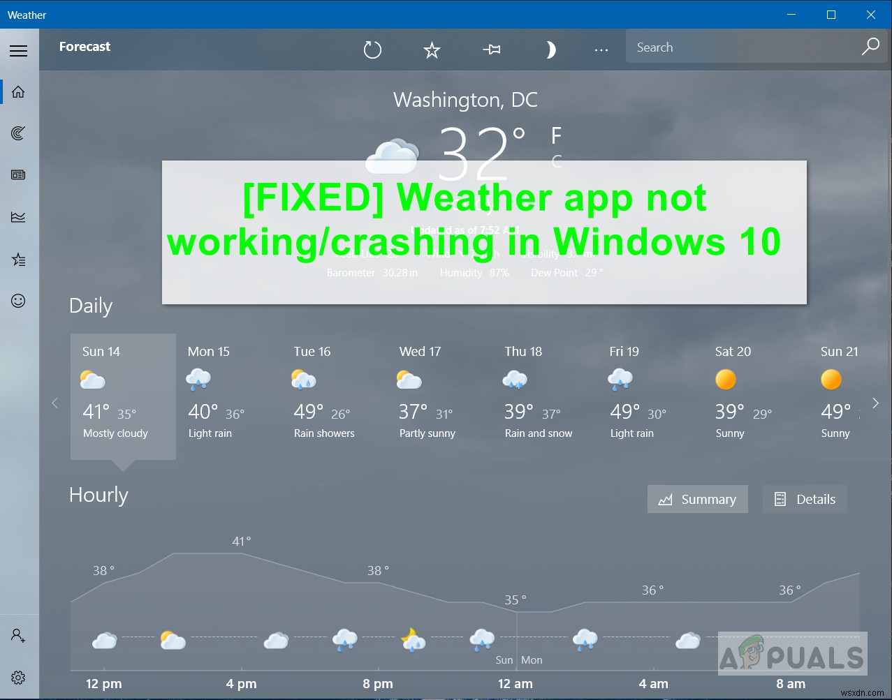 फिक्स:विंडोज 10 . में वेदर ऐप काम नहीं कर रहा / क्रैश हो रहा है 