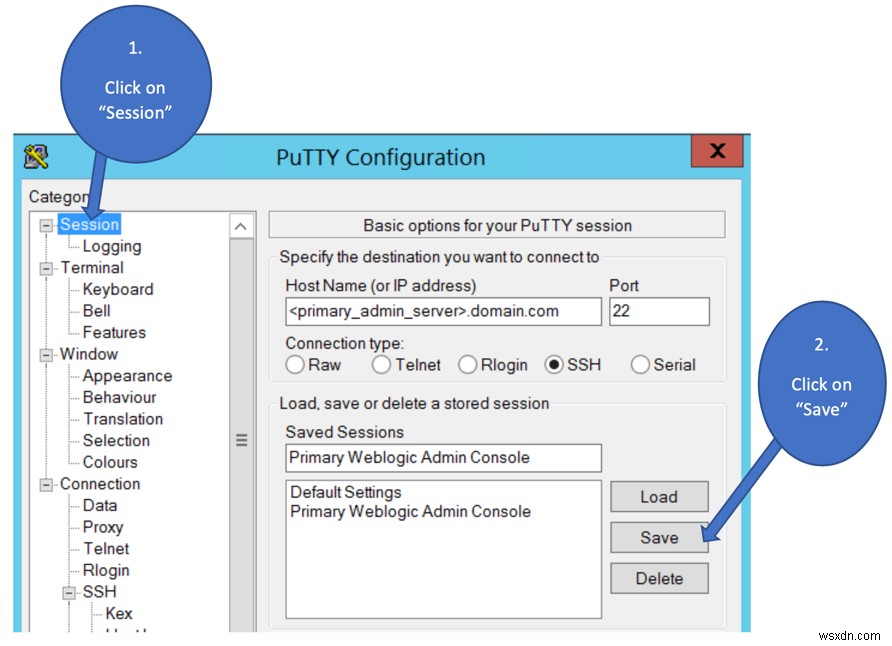 Oracle WLS व्यवस्थापन कंसोल तक पहुँचने के लिए एक SSH सुरंग स्थापित करें 