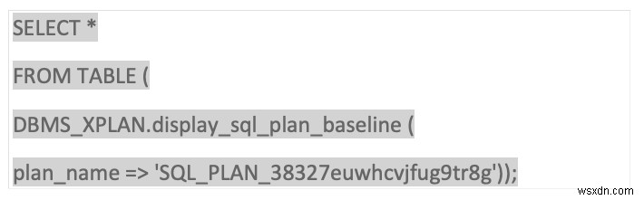 Oracle SQL प्रोफ़ाइल और आधार रेखा 