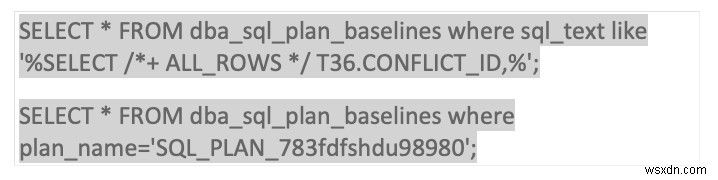 Oracle SQL प्रोफ़ाइल और आधार रेखा 