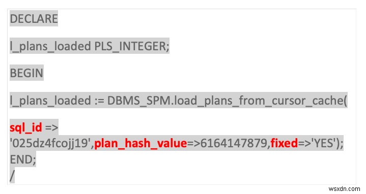 Oracle SQL प्रोफ़ाइल और आधार रेखा 