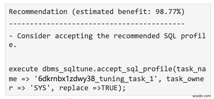 Oracle SQL प्रोफ़ाइल और आधार रेखा 