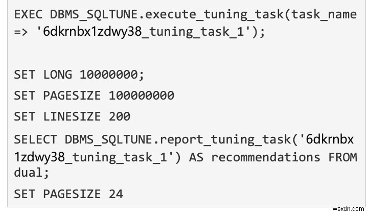 Oracle SQL प्रोफ़ाइल और आधार रेखा 