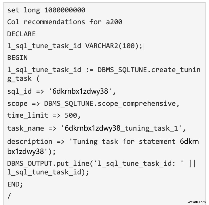 Oracle SQL प्रोफ़ाइल और आधार रेखा 