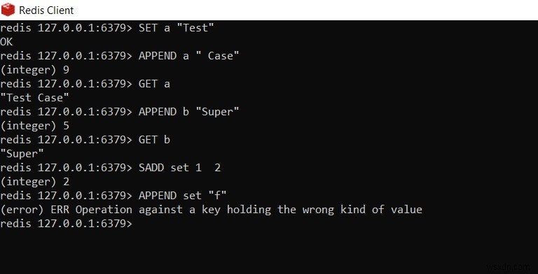Redis APPEND - रेडिस में मौजूदा स्ट्रिंग मान में एक स्ट्रिंग को कैसे संलग्न करें? 