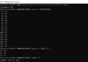 Redis ZRANGEBYSCORE - स्कोर रेंज और एएससी क्रम में क्रमबद्ध सेट के तत्वों को कैसे प्राप्त करें 