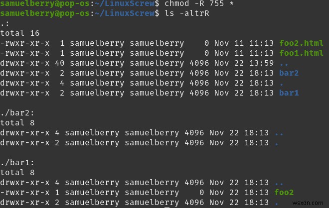 Linux chmod पुनरावर्ती:फ़ाइल अनुमतियों को पुनरावर्ती रूप से कैसे बदलें 