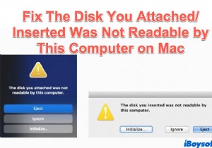 आपके द्वारा अटैच की गई डिस्क को ठीक करें जो Mac पर इस कंप्यूटर द्वारा पढ़ने योग्य नहीं थी