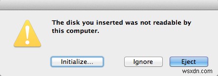 आपके द्वारा अटैच की गई डिस्क को ठीक करें जो Mac पर इस कंप्यूटर द्वारा पढ़ने योग्य नहीं थी