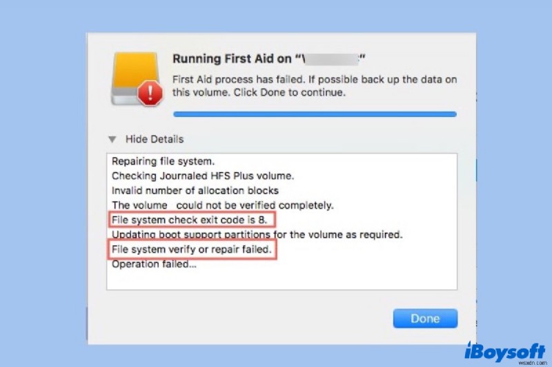 मैक पर फाइल सिस्टम चेक एग्जिट कोड 8 को कैसे ठीक करें? 