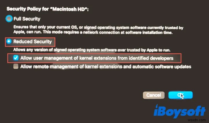मैक के लिए iBoysoft डेटा रिकवरी के सिस्टम एक्सटेंशन को Apple Silicon के साथ Mac पर लोड होने दें