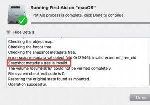 अवैध स्नैपशॉट मेटाडेटा ट्री/APFS स्नैपशॉट त्रुटि को कैसे ठीक करें?