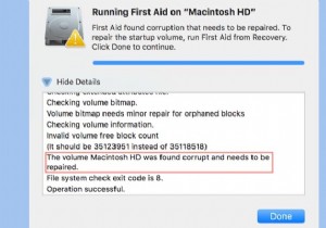 समाधान:वॉल्यूम Macintosh HD दूषित पाया गया था और इसे सुधारने की आवश्यकता है