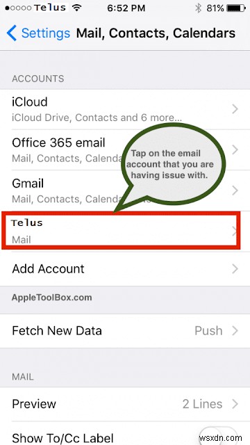 iPhone, iPad या Mac पर telus.net या telusplanet.net ईमेल खाते से ईमेल भेजने में असमर्थ